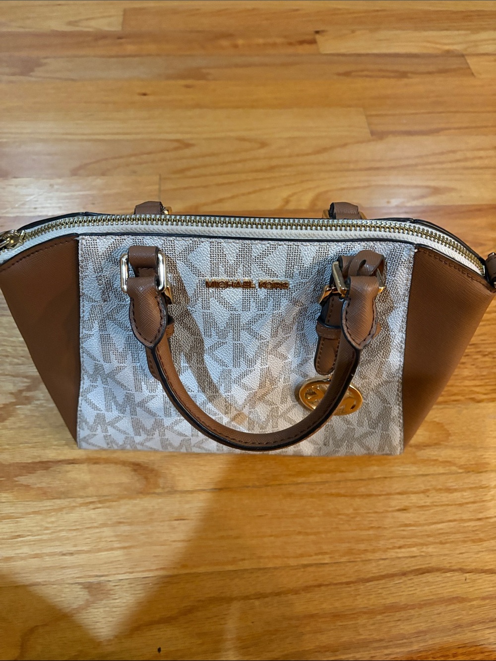 Michael Kors Brown and Cream Signature Satchel - Picture 5 of 5